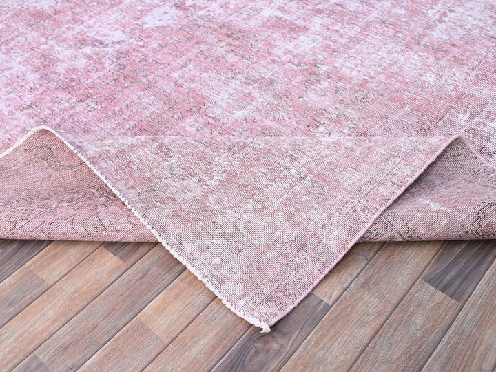 9'8" x 11'10" Vintage Hand Knotted Pink Wool Rectangle Oriental Rug - MOA10286929