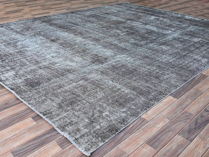 9'6" x 12'4" Vintage Hand Knotted Grey Wool Rectangle Oriental Rug - MOA10286931