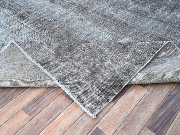 9'6" x 12'4" Vintage Hand Knotted Grey Wool Rectangle Oriental Rug - MOA10286931