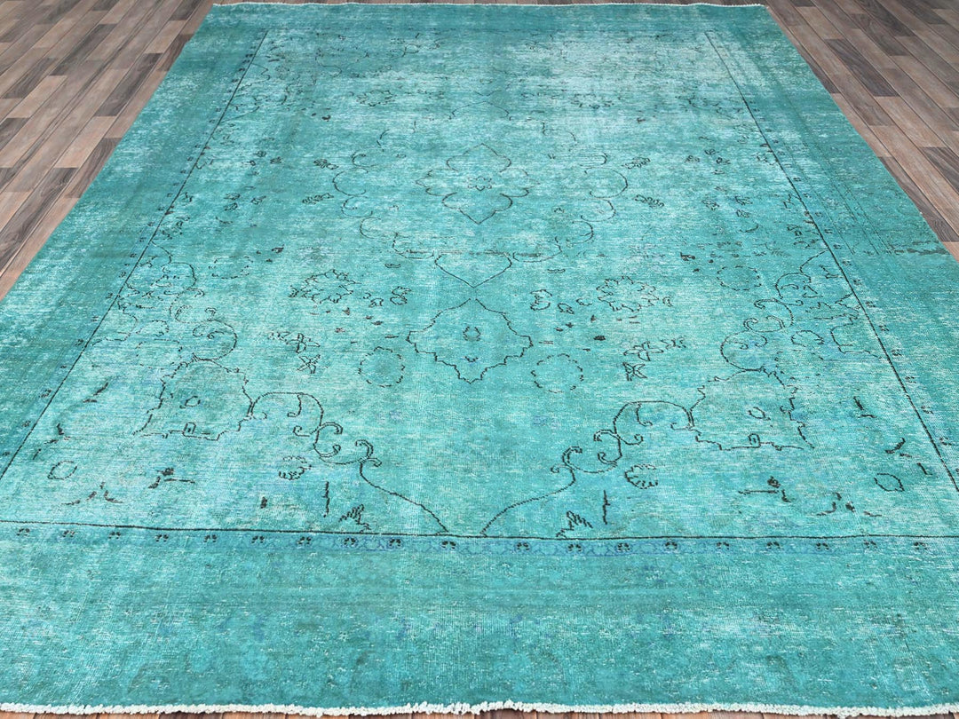 8'1" x 10'11" Vintage Hand Knotted Overdyed Wool Rectangle Oriental Rug - MOA10286932
