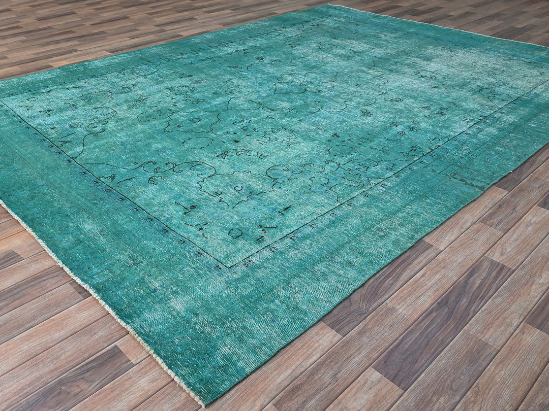 8'1" x 10'11" Vintage Hand Knotted Overdyed Wool Rectangle Oriental Rug - MOA10286932