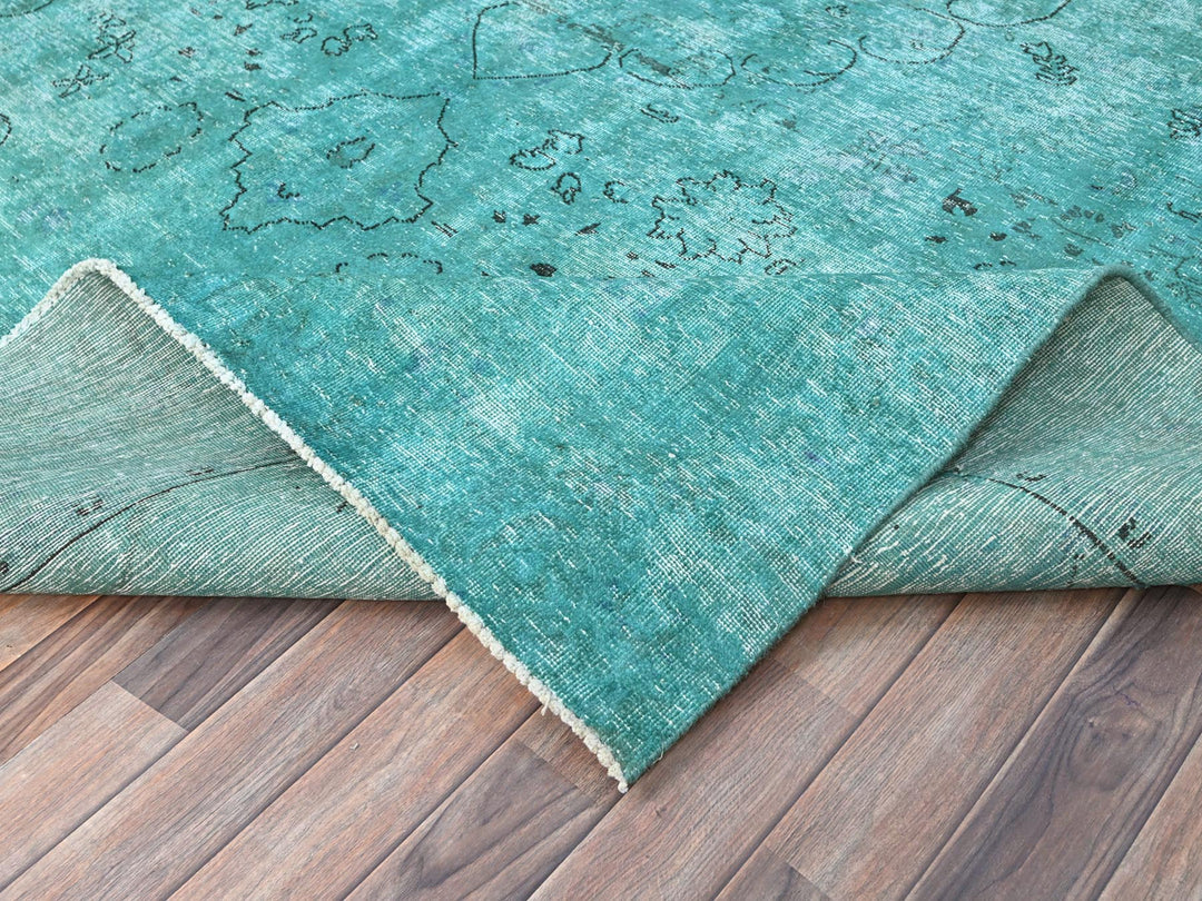 8'1" x 10'11" Vintage Hand Knotted Overdyed Wool Rectangle Oriental Rug - MOA10286932