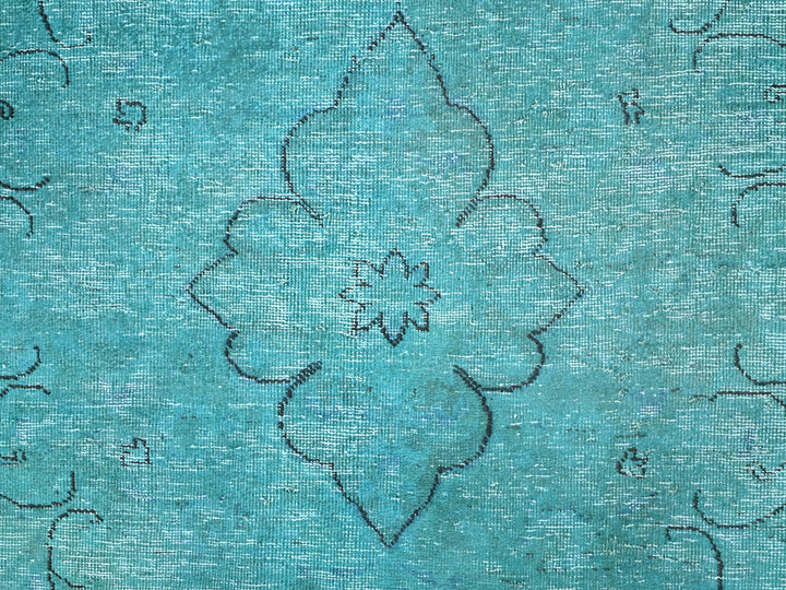 8'1" x 10'11" Vintage Hand Knotted Overdyed Wool Rectangle Oriental Rug - MOA10286932