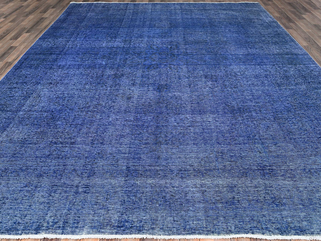 9'11" x 12'7" Vintage Hand Knotted Overdyed Wool Rectangle Oriental Rug - MOA10286933