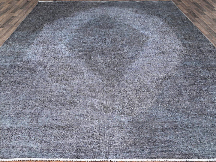 9'9" x 12'7" Vintage Hand Knotted Grey Wool Rectangle Oriental Rug - MOA10286935