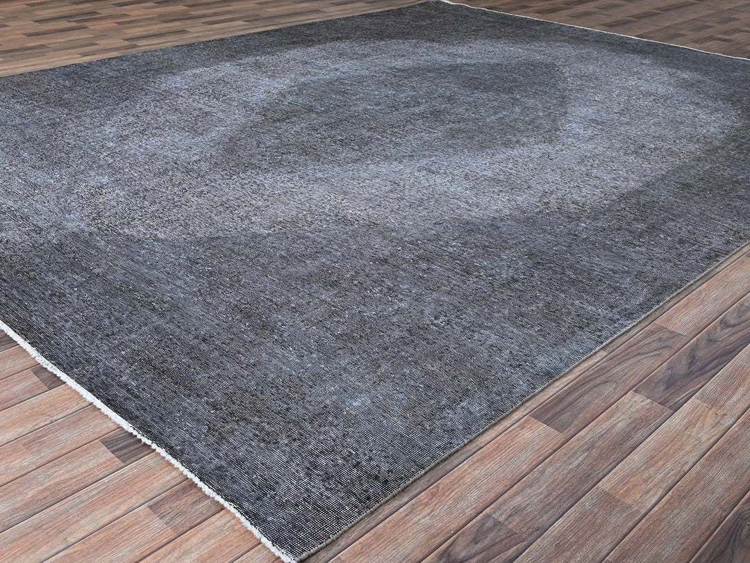 9'9" x 12'7" Vintage Hand Knotted Grey Wool Rectangle Oriental Rug - MOA10286935