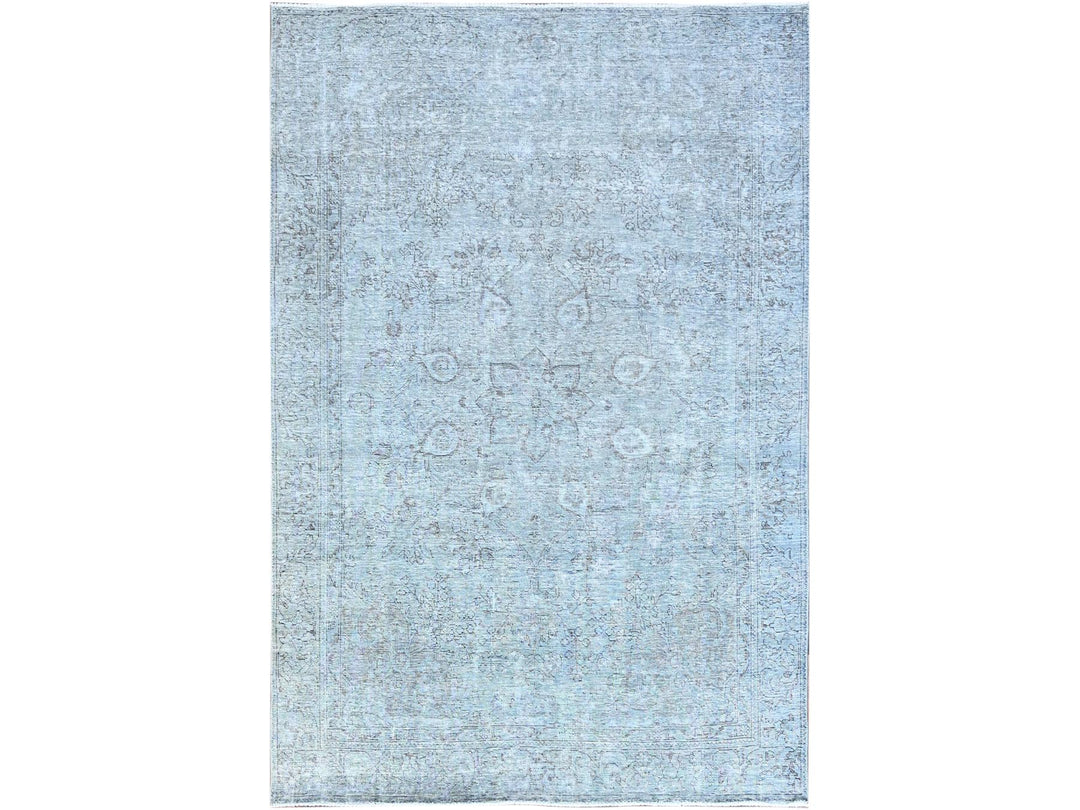 6'0" x 8'9" Vintage Hand Knotted Blue Wool Rectangle Oriental Rug - MOA10286938