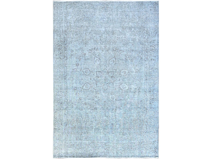 6'0" x 8'9" Vintage Hand Knotted Blue Wool Rectangle Oriental Rug - MOA10286938