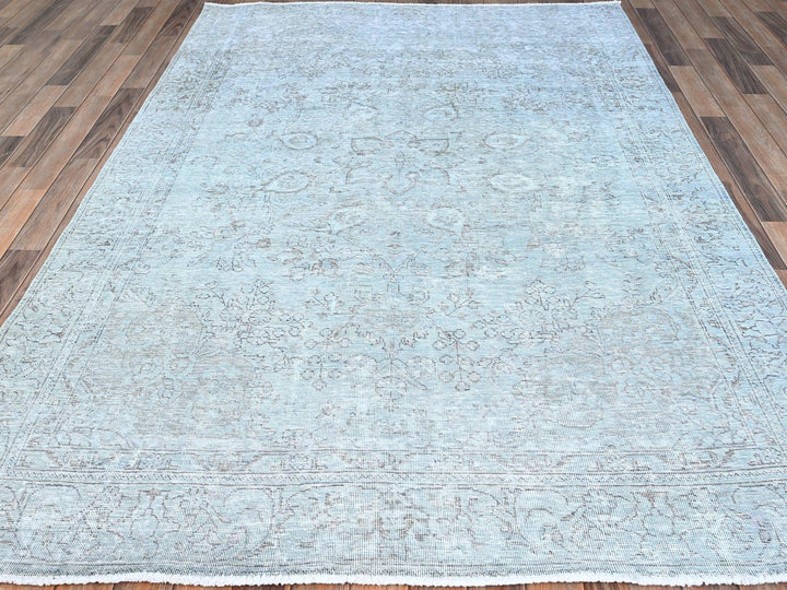 6'0" x 8'9" Vintage Hand Knotted Blue Wool Rectangle Oriental Rug - MOA10286938
