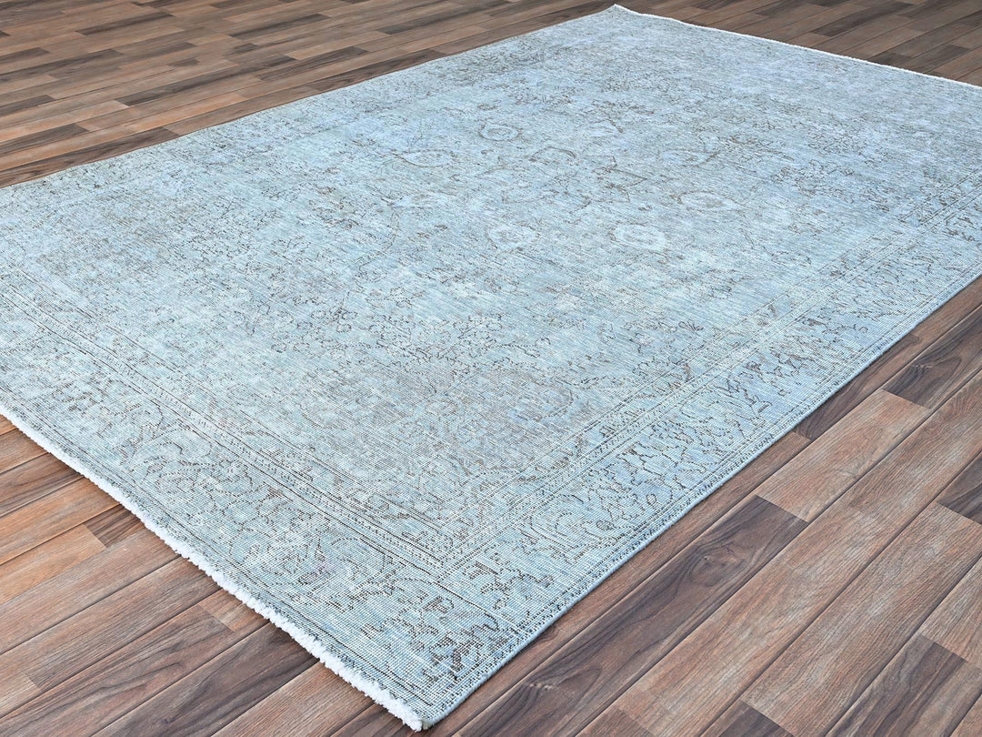 6'0" x 8'9" Vintage Hand Knotted Blue Wool Rectangle Oriental Rug - MOA10286938