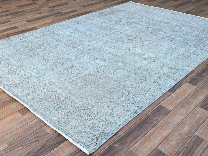 6'0" x 8'9" Vintage Hand Knotted Blue Wool Rectangle Oriental Rug - MOA10286938