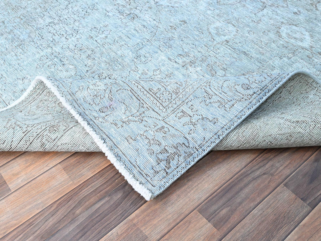 6'0" x 8'9" Vintage Hand Knotted Blue Wool Rectangle Oriental Rug - MOA10286938