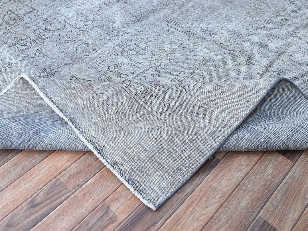 8'10" x 12'4" Vintage Hand Knotted Grey Wool Rectangle Oriental Rug - MOA10286940