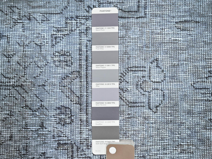 8'10" x 12'4" Vintage Hand Knotted Grey Wool Rectangle Oriental Rug - MOA10286940