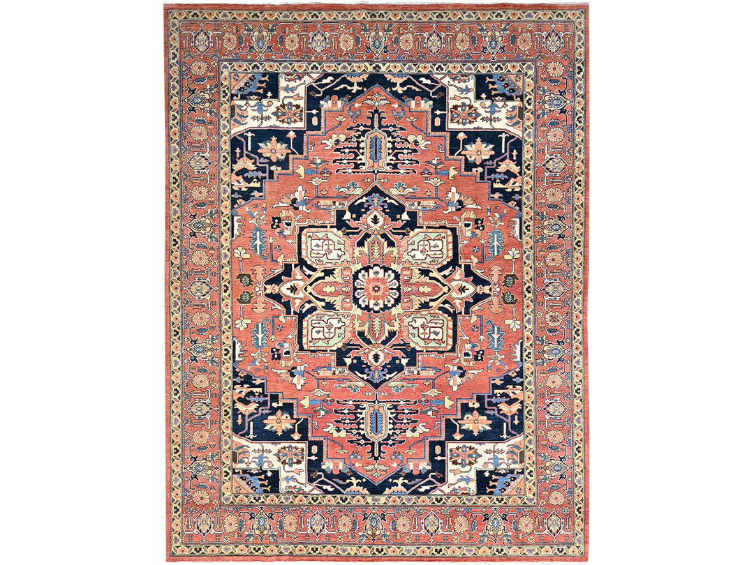 9'1" x 11'11" New Hand Knotted Red Wool Rectangle Oriental Rug - MOA10286947
