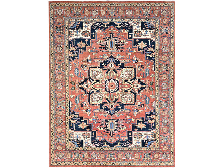 9'1" x 11'11" New Hand Knotted Red Wool Rectangle Oriental Rug - MOA10286947