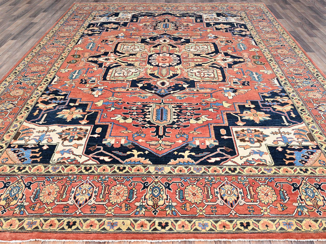 9'1" x 11'11" New Hand Knotted Red Wool Rectangle Oriental Rug - MOA10286947