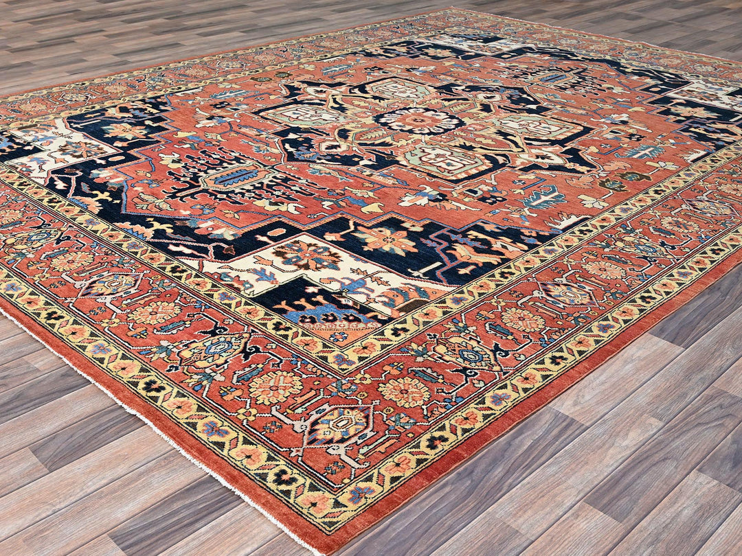 9'1" x 11'11" New Hand Knotted Red Wool Rectangle Oriental Rug - MOA10286947