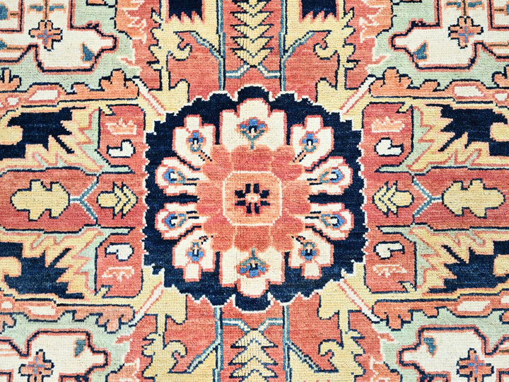 9'1" x 11'11" New Hand Knotted Red Wool Rectangle Oriental Rug - MOA10286947