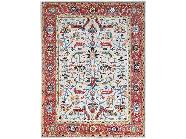 8'10" x 11'8" New Hand Knotted Grey Wool Rectangle Oriental Rug - MOA10286948