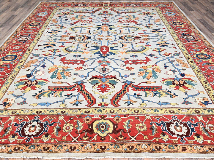 8'10" x 11'8" New Hand Knotted Grey Wool Rectangle Oriental Rug - MOA10286948