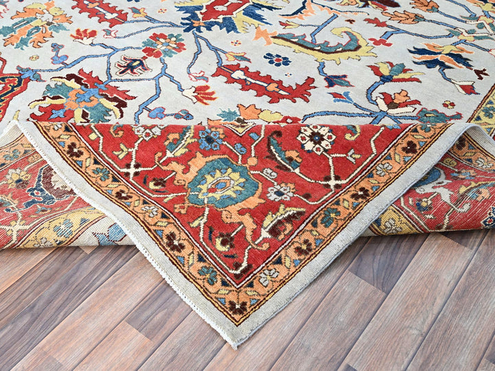 8'10" x 11'8" New Hand Knotted Grey Wool Rectangle Oriental Rug - MOA10286948