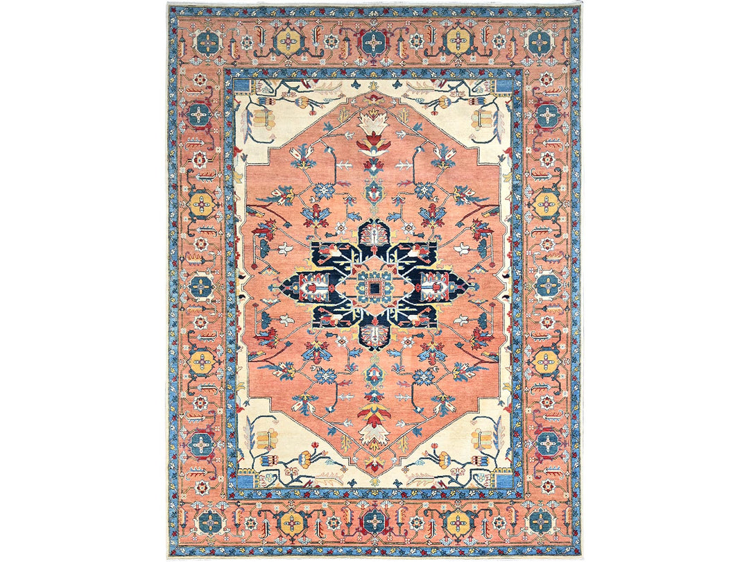 8'11" x 11'10" New Hand Knotted Red Wool Rectangle Oriental Rug - MOA10286952