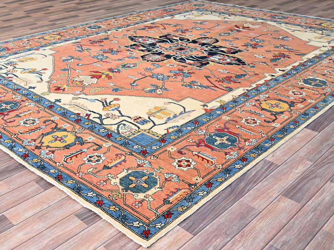 8'11" x 11'10" New Hand Knotted Red Wool Rectangle Oriental Rug - MOA10286952