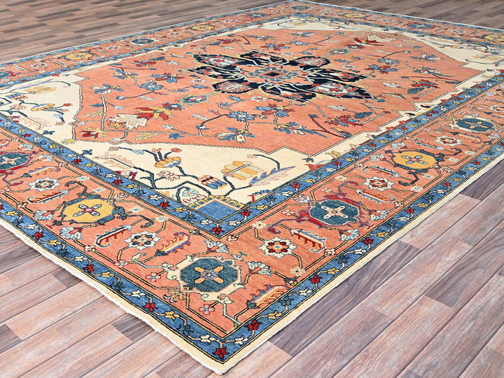 8'11" x 11'10" New Hand Knotted Red Wool Rectangle Oriental Rug - MOA10286952