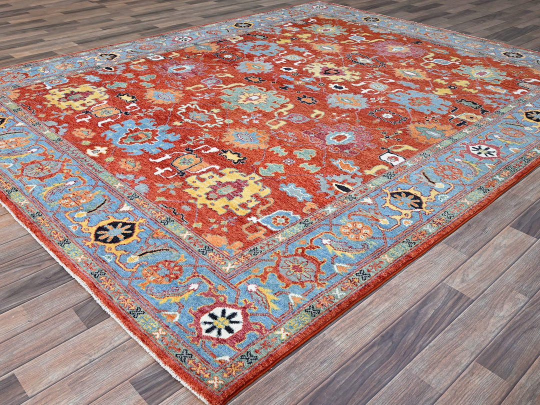 8'0" x 10'0" New Hand Knotted Red Wool Rectangle Oriental Rug - MOA10286954