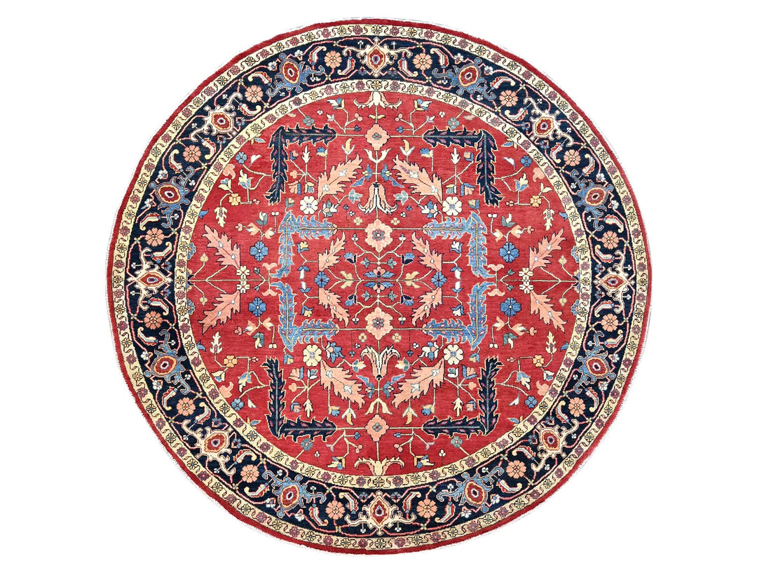 7'11" x 8'0" New Hand Knotted Red Wool Rectangle Oriental Rug - MOA10286956