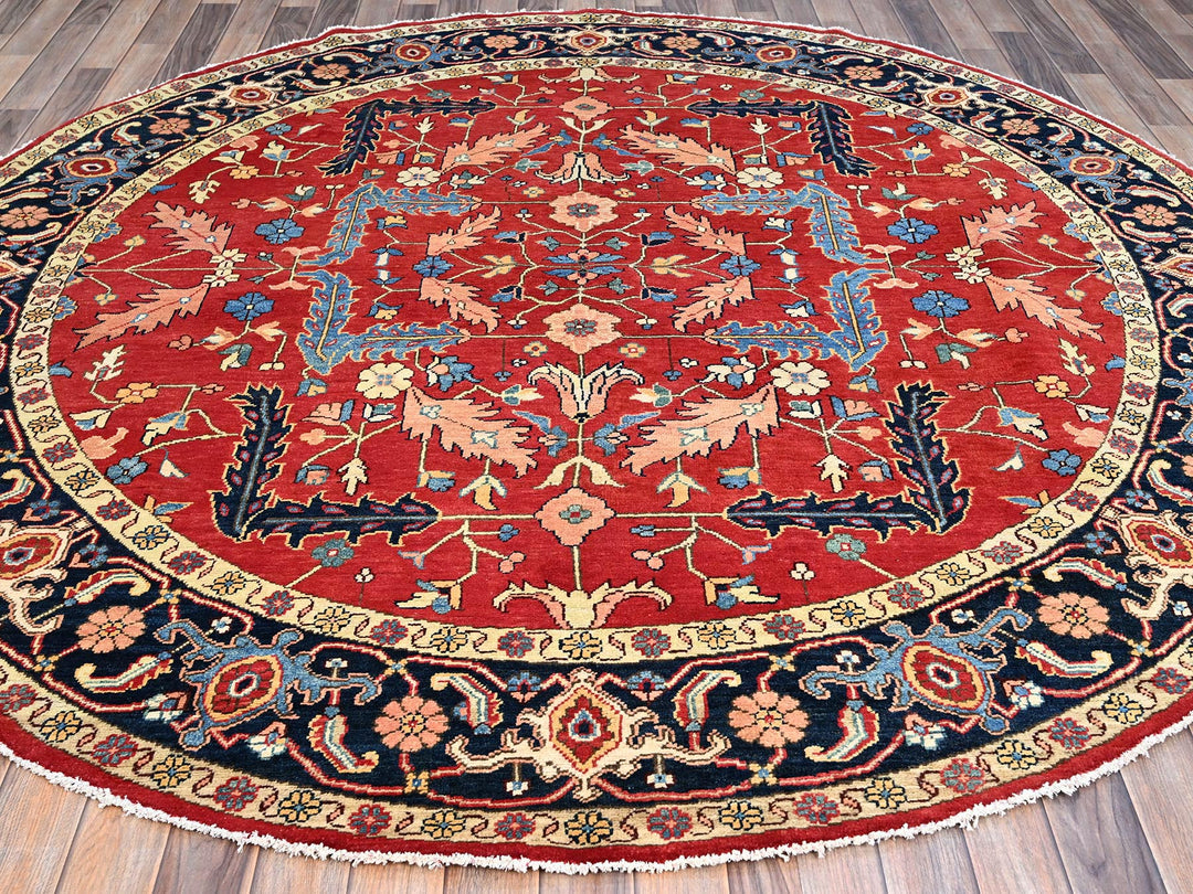 7'11" x 8'0" New Hand Knotted Red Wool Rectangle Oriental Rug - MOA10286956