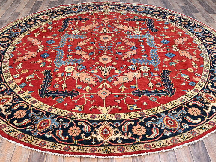 7'11" x 8'0" New Hand Knotted Red Wool Rectangle Oriental Rug - MOA10286956