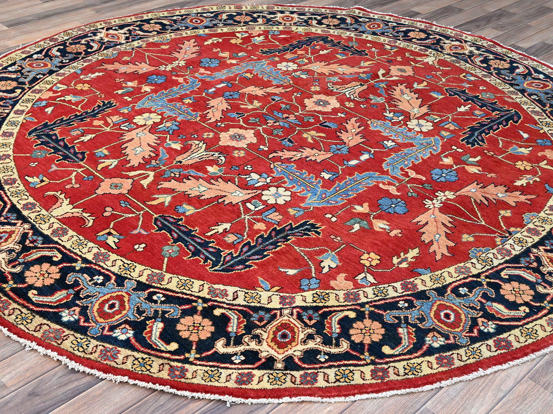 7'11" x 8'0" New Hand Knotted Red Wool Rectangle Oriental Rug - MOA10286956