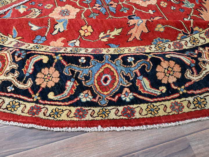 7'11" x 8'0" New Hand Knotted Red Wool Rectangle Oriental Rug - MOA10286956