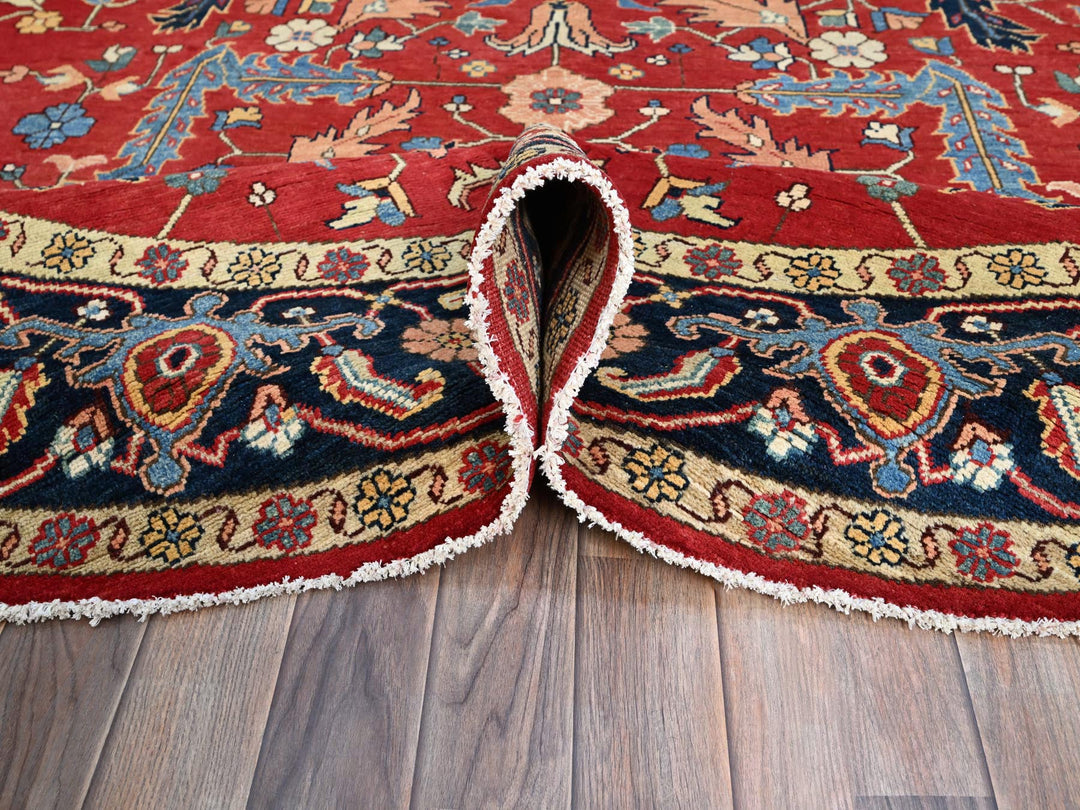 7'11" x 8'0" New Hand Knotted Red Wool Rectangle Oriental Rug - MOA10286956
