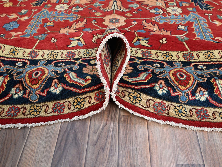 7'11" x 8'0" New Hand Knotted Red Wool Rectangle Oriental Rug - MOA10286956