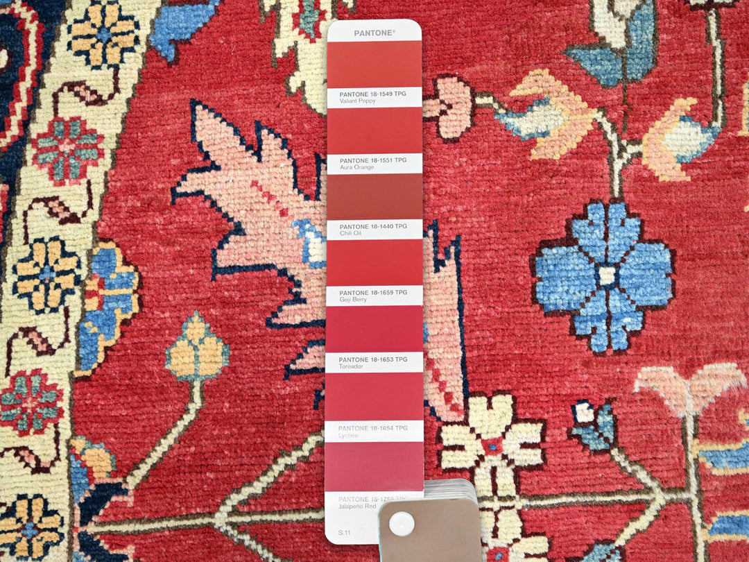 7'11" x 8'0" New Hand Knotted Red Wool Rectangle Oriental Rug - MOA10286956