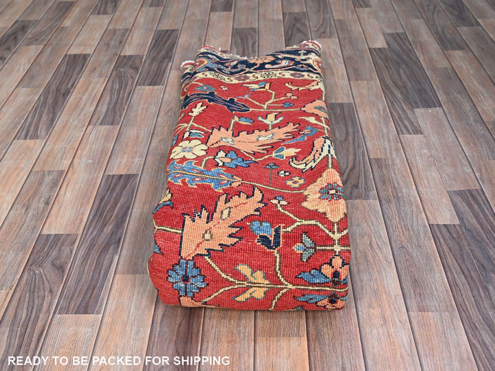 7'11" x 8'0" New Hand Knotted Red Wool Rectangle Oriental Rug - MOA10286956