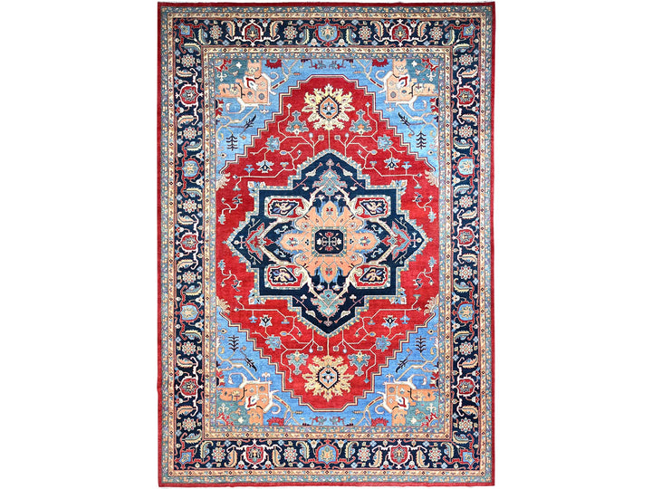 12'0" x 17'2" New Hand Knotted Red Wool Rectangle Oriental Rug - MOA10286959