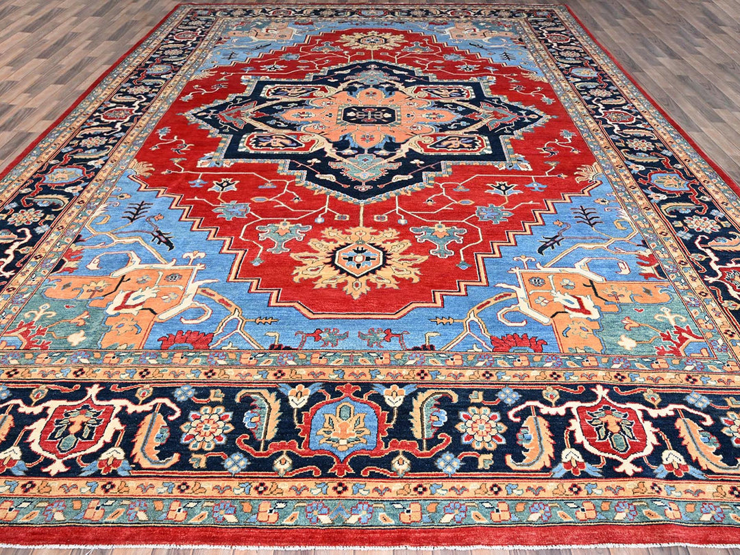 12'0" x 17'2" New Hand Knotted Red Wool Rectangle Oriental Rug - MOA10286959