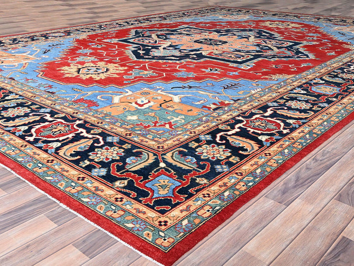 12'0" x 17'2" New Hand Knotted Red Wool Rectangle Oriental Rug - MOA10286959