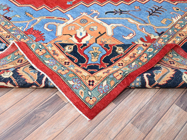 12'0" x 17'2" New Hand Knotted Red Wool Rectangle Oriental Rug - MOA10286959
