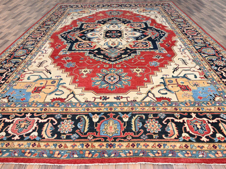 12'1" x 15'9" New Hand Knotted Red Wool Rectangle Oriental Rug - MOA10286960