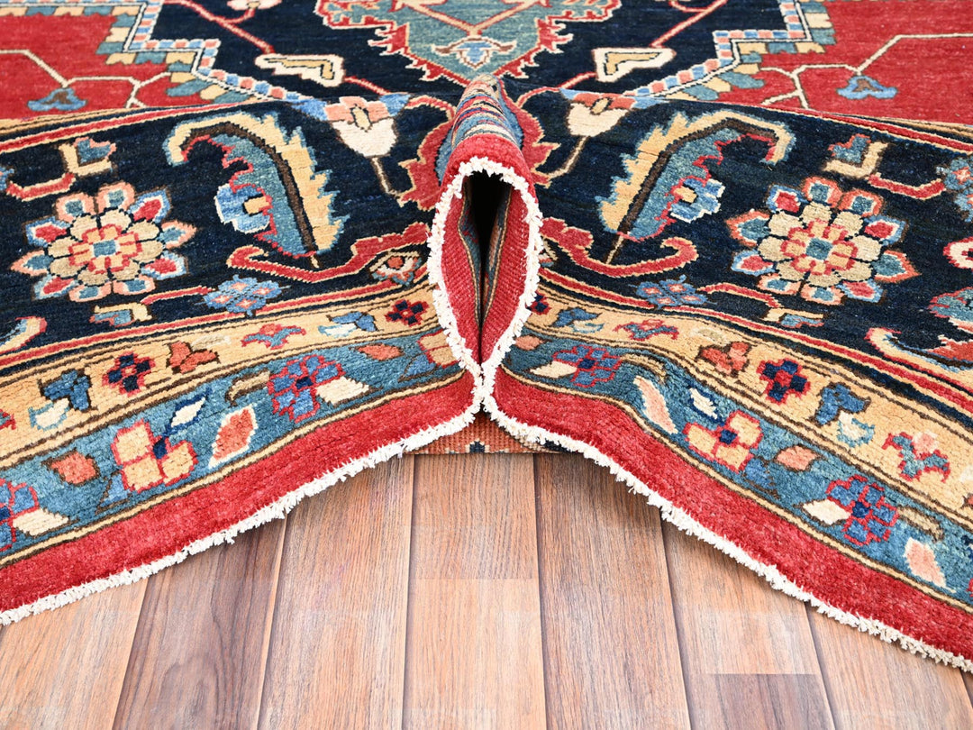 12'1" x 15'9" New Hand Knotted Red Wool Rectangle Oriental Rug - MOA10286960