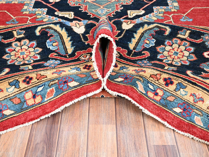 12'1" x 15'9" New Hand Knotted Red Wool Rectangle Oriental Rug - MOA10286960
