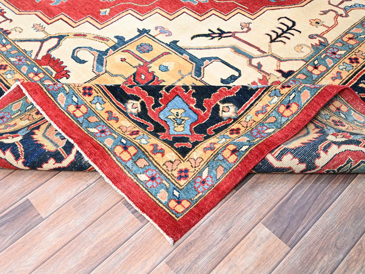 12'1" x 15'9" New Hand Knotted Red Wool Rectangle Oriental Rug - MOA10286960