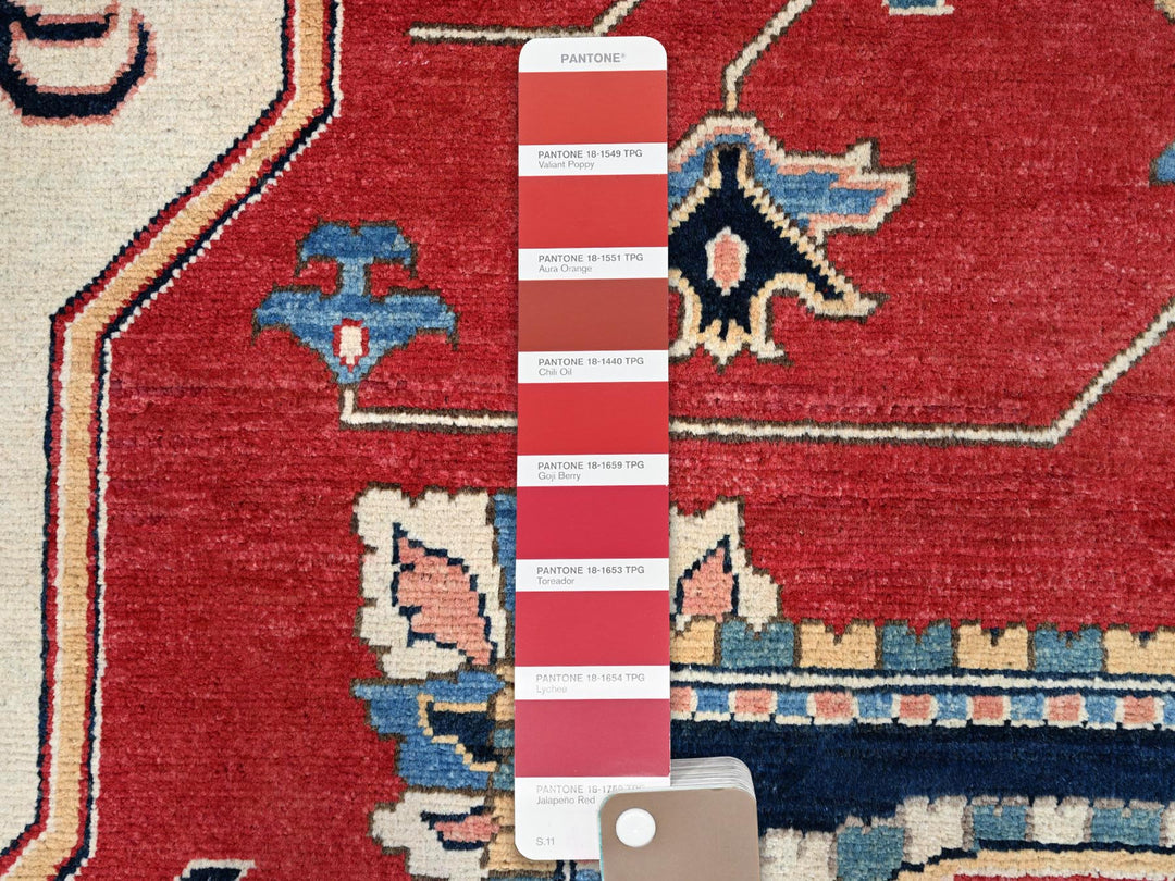 12'1" x 15'9" New Hand Knotted Red Wool Rectangle Oriental Rug - MOA10286960