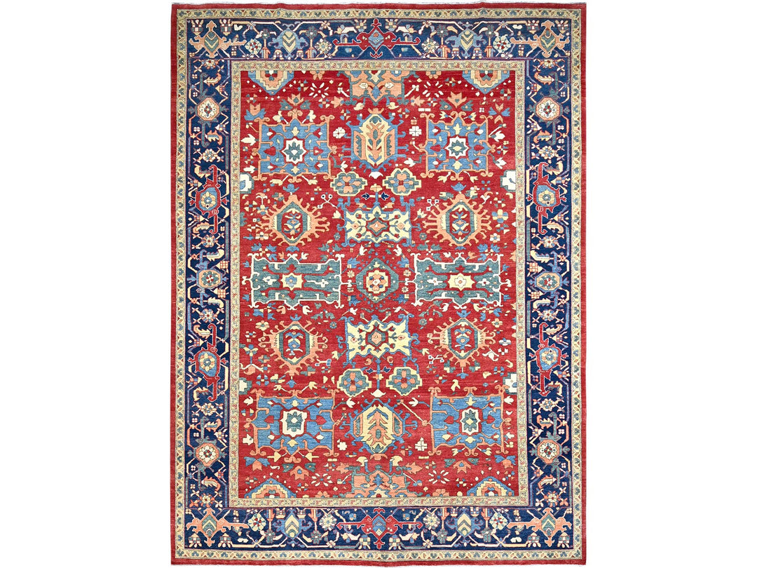 9'10" x 13'1" New Hand Knotted Red Wool Rectangle Oriental Rug - MOA10286962