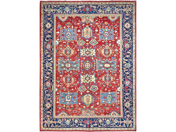9'10" x 13'1" New Hand Knotted Red Wool Rectangle Oriental Rug - MOA10286962